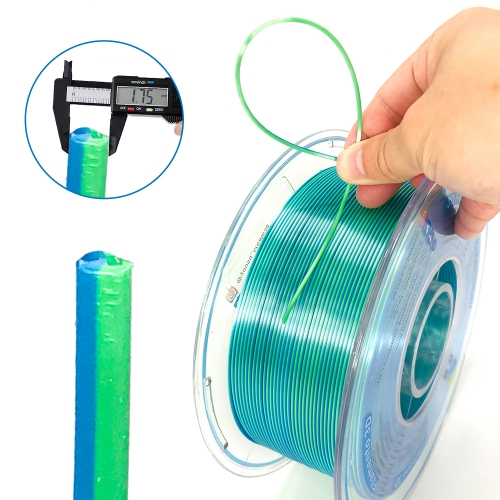 YOUSU Dual Silk PLA blue to green 3D Filament with gorgeous surface, Tangle free, Pearlescent  1.75mm, 2.85mm 1kg